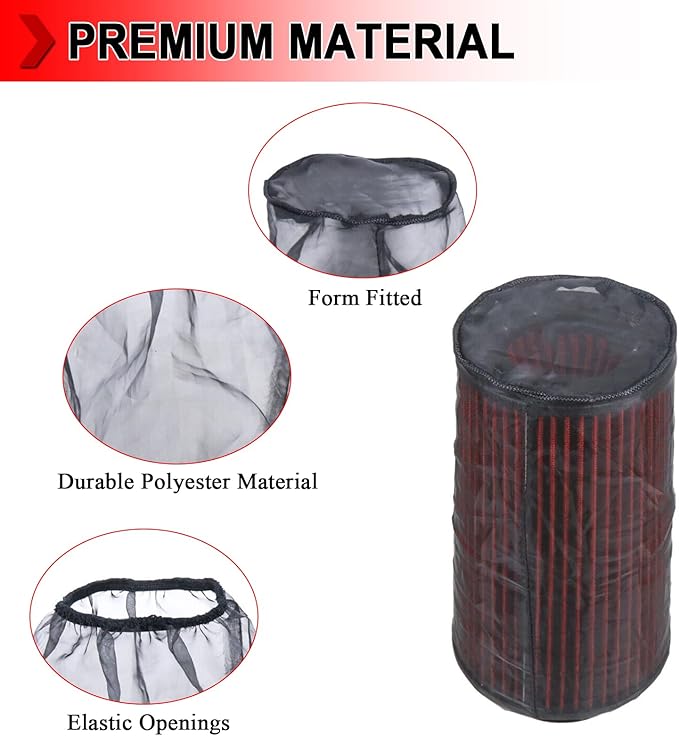 Universal 9 Inch Air Filter Cover, Air Intake Filter Sock Cover, Motorcycle Waterproof Air Filter Rain Sock Dustproof Protective Cover (Filter L), Pack of 4