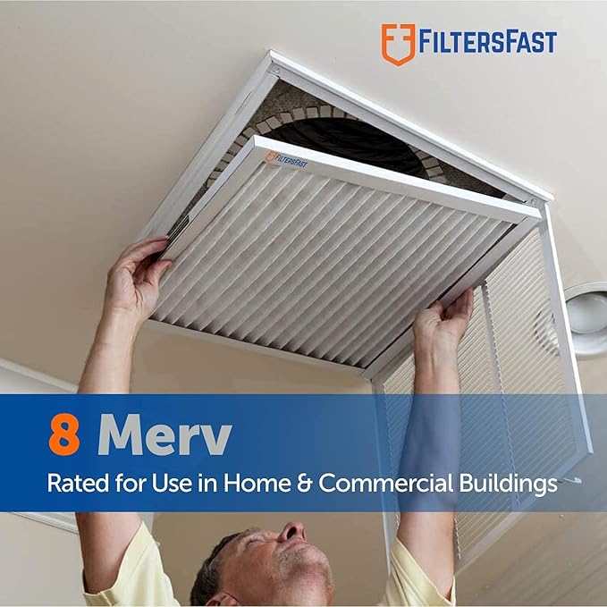 Filters Fast 20x20x2 Pleated Air Filter Merv 8, 2 AC Furnace Air Filters, Made in the USA, Actual Size 19.5x19.5x1.75, 6 Pack