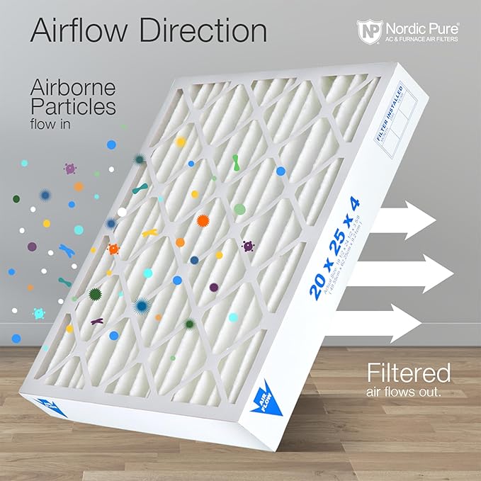 Nordic Pure 20x25x4 (Actual Size: 19 1/2 x 24 1/2 x 3 5/8) Pleated Air Filters MERV 15 Plus Carbon 6 Pack