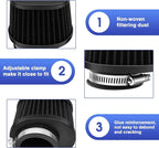 2PCS Motorcycle Air Filter Universal 38MM Replacement Engine Filter High Performance Air Filters Fit Motocross Carburetor Cleaner for Pit Bike Scooter Moped ATV (Black)