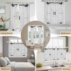 Farmhouse Wood Grain Kitchen Curtains 45 Inch Length, Short Cafe Window Curtains Tab Top, Vintage Country Barn Gate Grey Light Filtering Window Treatments Tier Drapes 27.5"x45" 2 Panel