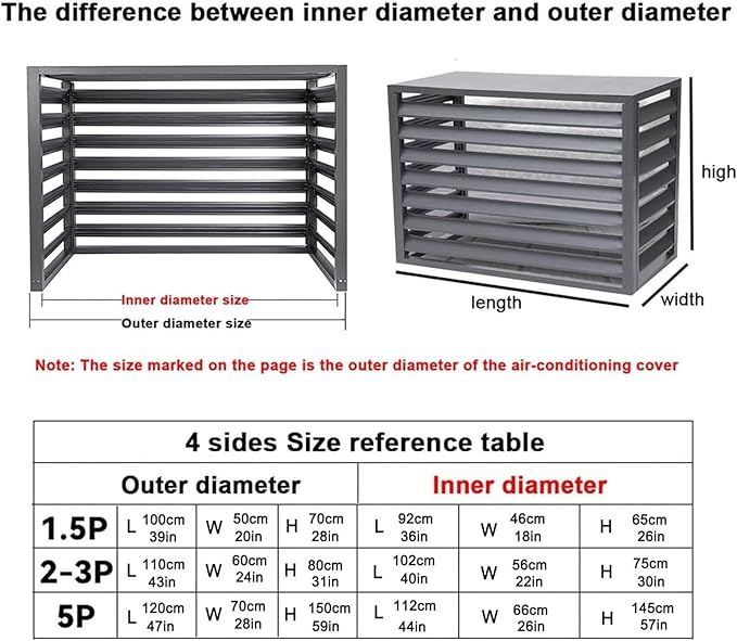 Split Air Conditioner Fence Privacy Screen 4 Panel, Aluminum Air Conditioner and Heat Pump Cover, Trash can Enclosure, Outdoor Flower Stand (Black 100x50x70cm/39x20x28in)