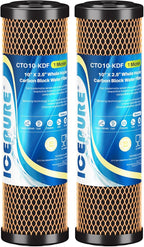 ICEPURE 1 Micron 2.5" x 10" Whole House Water Filter Coconut Shell Activated CTO Carbon and KDF Cartridge for Home, Compatible with WFPFC8002, WFPFC9001, FXWTC, SCWH-5, WHEF-WHWC, AMZN-SCWH-5, 2PACK