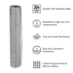 PATIKIL 40" L x 16" W Woven Wire Mesh, 20 Mesh 304 Stainless Steel Air Vent Filter Screen with Gloves for Window Security Vent Cover Filtration Animals Fence
