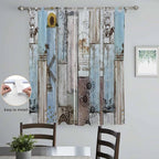 Blue Grey Wooden Living Room Curtains 96 Inch Length, Window Curtains Tab Top, Farmhouse Barn Sunflowers Retro Light Filtering Window Treatments Drapes 52"x96" 2 Panel