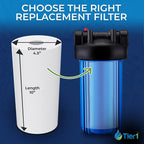 Tier1 1 Micron 10x4.5 Water Filter | Spun Wound Polypropylene Whole House Sediment Water Filter | Replacement for Pentek DGD-2501, 155359-43, SDC-45-1001 | 4.5 x 10 Water Filter Cartridge (6-Pack)