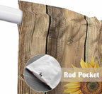 Farmhouse Sunflowers Swag Valances for Windows, Rustic Floral Buttterfly Wood Board Brown Rod Pocket Kitchen Curtains Valance, Small Window Curtains Swag for Cafe Living Room, 2 Panels, 28x36 inch