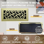 2 Packs Floor Vent Air Register 4X10 Inch Brushed Gold Color Floor Register Vents Heavy Duty Walkable Steel Floor Register Easy Adjust