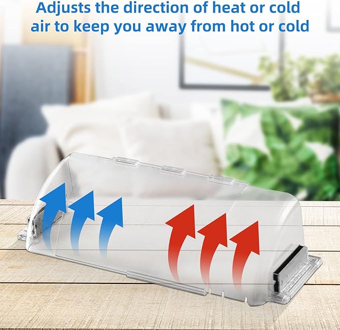 4 Pack Adjustable Air Vent Deflector, 9”-15” Transparent Deflector for Ceiling Registers, Floor, Sidewall (4)