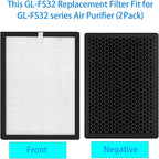 2 Pack GL-FS32 Replacement Filter for GL-FS32 Air Purifier, 3 IN 1, H13 True Hepa Filter with High-efficiency Activated Carbon and Pre-Filter