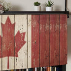 Canada Curtain Valances for Windows, Kitchen Valance Window Treatment, Red Maple Leaf Flag Vintage Farmhouse Wooden Grain Light Filtering Block Curtains for Bathroom/Bedroom/Living Room 42'' x 12''
