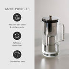 Aarke Purifier Regular 1.18L Glass Pitcher Bundle w/Steel Filter, BPA-Free, 3 Enriched + 1 Pure Granules - Filters & Adds Minerals
