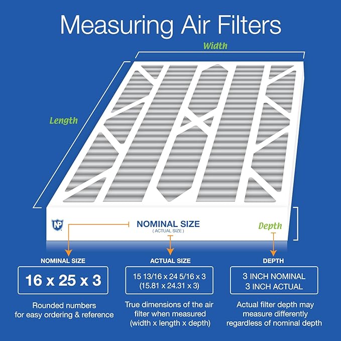 Nordic Pure 16x25x3 (Actual Size: 15 13/16 x 24 5/16 x 3) MERV 8 Plus Carbon Trion Air Bear Cub Replacement Air Filters 3 Pack