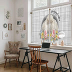 Easter Bunny Kitchen Curtains 45 Inch Long 2 Panel Set, Rod Pocket Window Treatment, 3D Optical Illusion Farmhouse Flower Wood Grain Light Filtering Panels Short Drapes for Bathroom Camper 42"W x 45"L