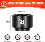 BLACKROBOT 24mm Low Profile Oil Filter Socket, 3/8" Drive 6-Point Oil Filter Cap Remover and Installer Tool, Chrome Vanadium Steel