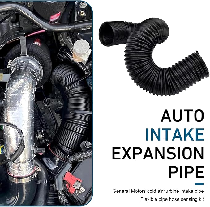 Car Air Intake Pipe, 2.5" Leak-proof Bendable Feed Expansion Hose for Extending to 39 ", Waterproof Cold Air Turbo Intake Inlet, Universal Guide Hose Modification for Most Cars (Black)