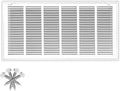 30x14 Return Air Vent Cover Grille for Wall or Ceiling Duct Opening - 1" Filter Compatible - Removable Flat Stamped Face Air Filter Grill by HVAC Premium - White - Overall Size: 32.5" x 16.5"