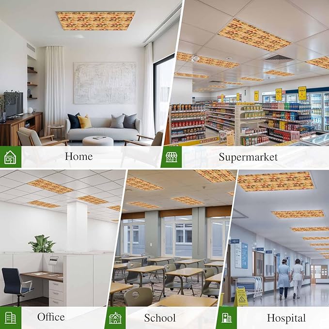 Tropical Plant Cactus Fluorescent Light Covers 1 Pack Western Cowboy Horse Sunset Desert Ethnic Magnetic Fluorescent Ceiling Lights Filters for Office Classroom Home Drop Ceiling 4x2 Feet
