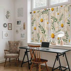Spring Daisy Kitchen Curtains, Country Watercolor Flower Leaf Plant Light Filtering Window Curtain Panels, 2Pcs Rod Pocket Window Treatments Set for RV Dining Room Study Room 42x54 Inches