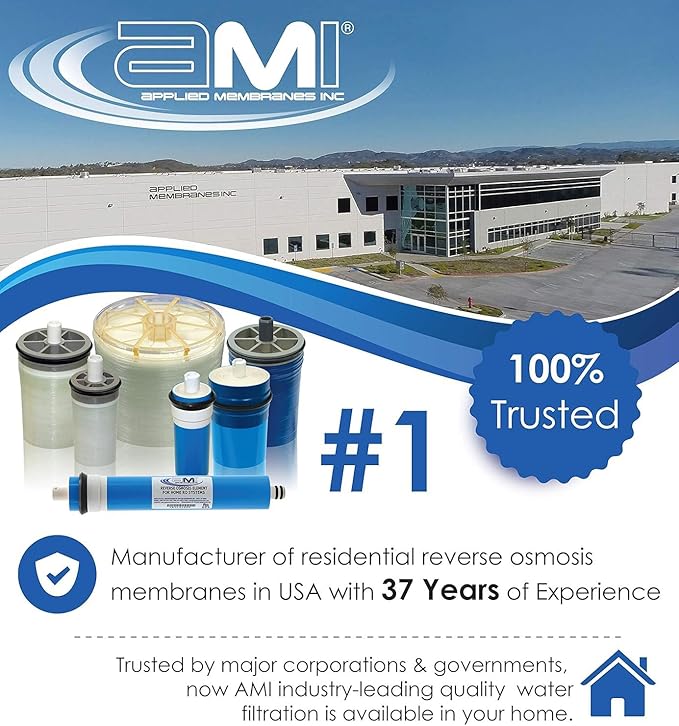 APPLIED MEMBRANES INC. 50 GPD Reverse Osmosis Membrane | RO Membrane Water Filter Replacement for Reverse Osmosis Water Filtration System | 1.8" x 12" Universal Compatibility, Pack of 5