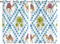 2 Panel Kitchen Cafe Curtains, Camels Palm Trees Sunlight Filtering Nature Air Through, Home Decor Window Covering Tier Curtains for Living Room 104W x 72L inch Tropical Desert Animal Plants Polka Dot