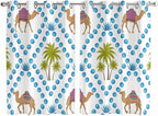 2 Panel Kitchen Cafe Curtains, Camels Palm Trees Sunlight Filtering Nature Air Through, Home Decor Window Covering Tier Curtains for Living Room 104W x 72L inch Tropical Desert Animal Plants Polka Dot