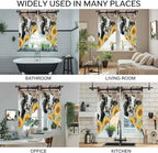 Retro Farmhouse Flower Swag Valances for Windows, Yellow Sunflowers Cow Barn Doors Brown Rod Pocket Kitchen Curtains Valance, Small Window Curtains Swag for Cafe Living Room, 2 Panels, 36x36 inch