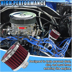 23mm Car Air Filter, 0.9'' High Flow Vent Valve Cover, Breather Filter, Universal Cold Air Intake Filter Breather, Car Accessories Fits Car Motorcycle (Red)
