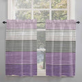 Country Wood Board Gray Purple Window Valance Curtains, Farmhouse Gradient Plank Light Filtering Kitchen Valance with 3-inch Rod Pocket for Living Room Bathroom Bedroom,2 Panel,27.5x45In