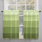 Gradient Green Wooden Board Window Valance Curtains, Retro Country Wood Grain Light Filtering Kitchen Valance with 3-inch Rod Pocket for Living Room Bathroom Bedroom,2 Panel,52x54In