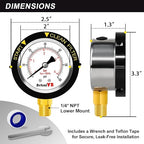 0-60PSI Pool Filter Pressure Gauge, 2 inches Dial, 1/4" NPT Bottom Mount, 304Stainless Steel Case, IP67 Waterproof, Clean Filter Indicator, for Swimming Water Pump Spa Aquarium Pressure Test