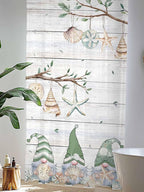 Sheer Curtains 108 Inches Long, Sage Green Gnomes Semi Sheer Curtains Light Filtering Window Treatment, Eucalypus Coastal Anchor Retro Wood Privacy Voile Drapes for Living Room Bedroom 52x108 Inch