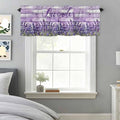 Kitchen Valances for Window, Retro Lavender on Farm Wood Grain Light Filtering Rod Pocket Valance Curtain, Watercolor Purple Flowers Short Curtains Window Topper for Bedroom Living Room 42x12in
