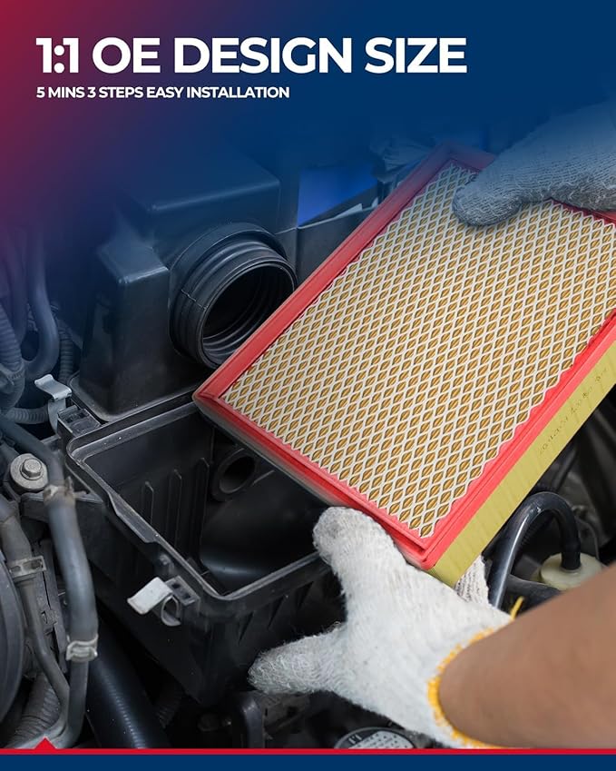 KAX Engine Air Filter, CA10228 Replacement for Jeep Liberty V6 3.7L 2008-2012, Dodge Nitro V6 3.7L 2007-2011, Nitro V6 4.0L 2007-2011, Advanced Air Filter Media, Increased Acceleration