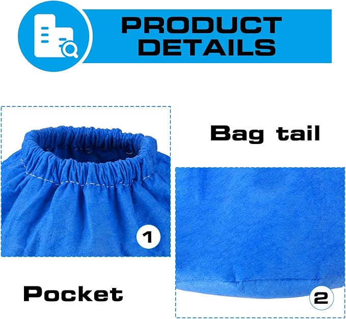 VRC2 Cloth Filter Bag 1.5 to 3.2 Gallon for Armor All AA155 AA255 AA255W AA256 VOM205P 0901 2.5 Gallon Shop VAC Microlined Vacuum & Dust Collector Accessories - 3 Pack