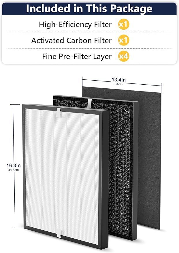 3000 Replacement Filter Compatible with Air Doctor AD3000 Version Air Purifier, Not for AD3500, 1 Premium Filter, 1 Carbon Filter & 4 Pre-Filters, Compare to ADF3001, ADF3002 & ADF3003