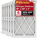 Filtrete 18x30x1 Air Filter, MERV 11, MPR 1000, Micro Allergen Defense, 3-Month AC and Furnace Filter, Easy on Air Flow, 6 HVAC Filters (Actual Size 17.81 x 29.81 x 0.81 in)