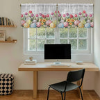 Easter Kitchen Tier Curtains 36 Inch Long 2 Panel Set,Rod Pocket Half Window Curtains Over Sink,Retro Spring Bunny Eggs Tulip Farm Wooden Grain Light Filtering Short Drapes Cafe 27.5"W x 36"L