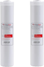 LiquaGen Activated Alumina + Carbon + KDF-55 Replacement Water Filter Cartridge – Helps Manage Fluoride, Chlorine & Taste, Refillable 2.5" x 10", 2.5" x 20", 4.5" x 10", 4.5" x 20" (2, 4.5" x 20")