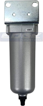 HEAVY DUTY INDUSTRIAL RATED HIGH FLOW PARTICULATE FILTER, IN-LINE WATER TRAP FOR COMPRESSED AIR LINE SYSTEMS, 5 MICRON WITH METAL BOWL AND AUTO DRAIN (3/4" NPT, 5oz)