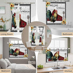 Farmhouse Rooster Living Room Curtains 96 Inch Length, Window Curtains Tab Top, Rustic Red Barn Windmill Sunflowers Light Filtering Window Treatments Drapes 52"x96" 2 Panel