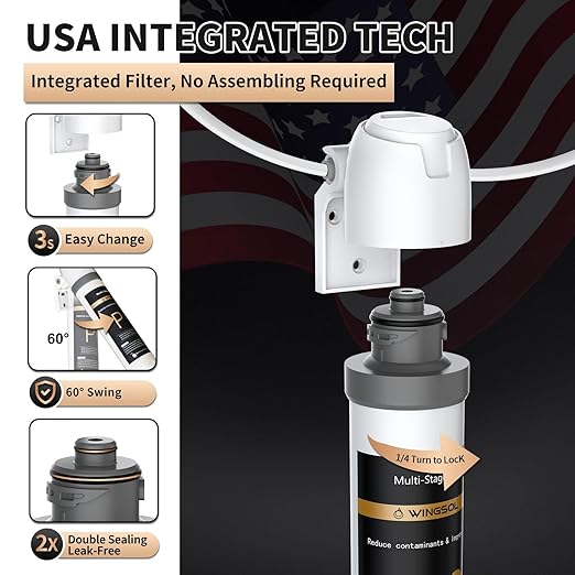 Under Sink Water Filter System with Brushed Nickel Faucet, NSF/ANSI 42&53 Anti-Clogged Pleated Filter Quick Change EZ Install, Reduce PFAS/Lead/Chlorine/Sediment, 8K Gallons Long-Lasting