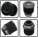 Air Intake Filter - 1" Universal Breather Filter, Automotive Cold Air Filter, Car Valve Cover Oil Breather Turbo Vent Crankcase Cleaner Accessory, Fits Car Motorcycle (Black)