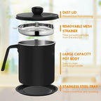 Chihee Grease Container Stainless Steel Bacon Grease Saver with Fine Mesh Strainer 2L / 67.6 fl oz Oil Container Grease Can with Dust-proof Lid Non-slip Tray for Kitchen Storing Frying Cooking Grease