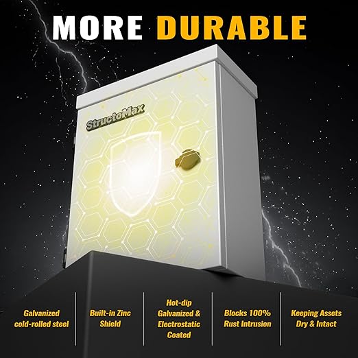 Steel Electrical Box, 16"x12"x8" Steel Enclosure, IP67 Waterproof & Rust-Resistant, Outdoor/Indoor Electrical Junction Box with Mounting Plate for Wall/Pole Mount