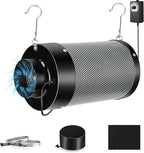 ATOUR 4 Inch Air Carbon Filter with Australian Virgin Charcoal – Odor Control. Built-in 5.5" Quiet Fan with Speed Control, for Inline Duct Fans & Grow Tents. Includes Vent Cover + Pre-Filter 4"x13.4"