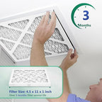 4 Pack Updated 4.5x11x1Air Filter, pertain Merv 11 HVAC Pleated A/C Furnace Filters (Actual Size: 4.5x10.5x0.75)