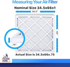 Filter King 34.5x66x1 Air Filter | 4-PACK | MERV 8 HVAC Pleated A/C Furnace Filters | MADE IN USA | Actual Size: 34.5 x 66 x .75"