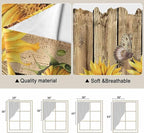 Farmhouse Sunflowers Swag Valances for Windows, Rustic Floral Buttterfly Wood Board Brown Rod Pocket Kitchen Curtains Valance, Kitchen Window Curtains Swag for Cafe Living Room, 2 Panels, 36x63 inch