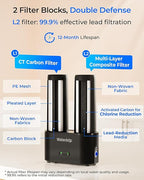 Waterdrop DLG-L Under Sink Water Filter, Reduces Chlorine Lead Chloramine Bad Taste, 2 Stage Under Sink Water Filtration System with Separate Faucet, Life Indicator, Innovative Dual Filtered Flows